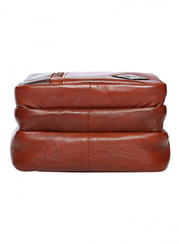 Leather Zipper Crossbody Bag Brown