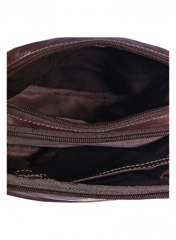 Leather Zipper Crossbody Bag Brown