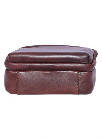 Leather Zipper Crossbody Bag Brown