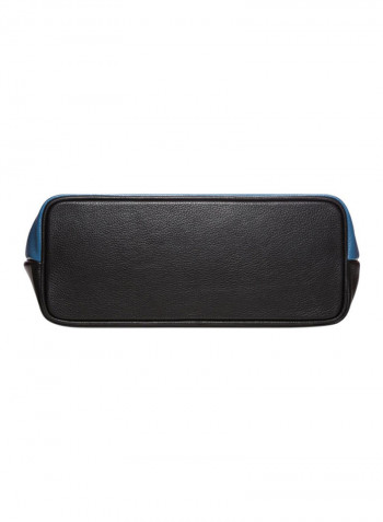 Leather Stitched Detail Tote Bag Black/Blue