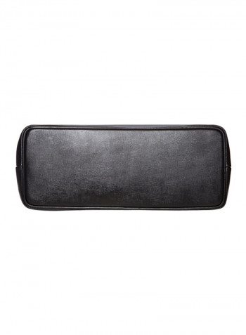 Leather Stitched Detail Tote Bag Black