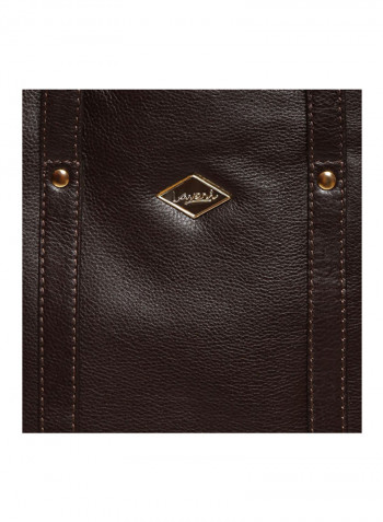 Leather Stitched Detail Tote Bag Brown