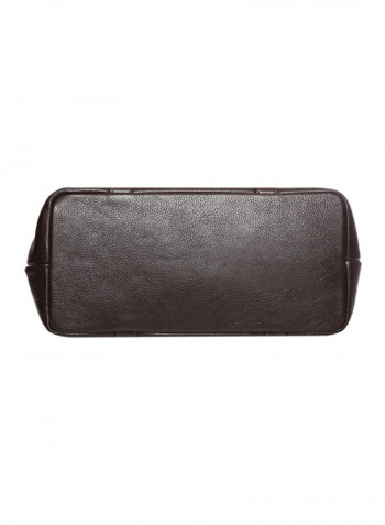 Leather Stitched Detail Tote Bag Brown