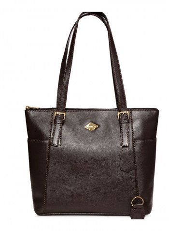Leather Stitched Detail Tote Bag Brown