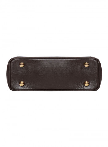Leather Stitched Detail Tote Bag Brown
