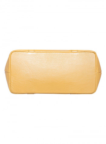 Leather Stitched Detail Tote Bag Yellow