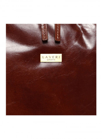 Leather Zipper Backpack Brown