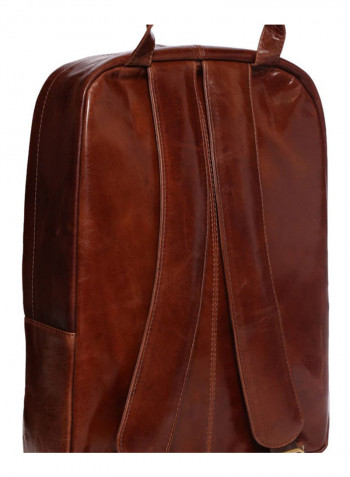 Leather Zipper Backpack Brown