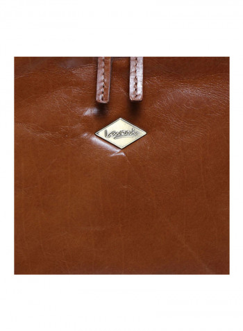 Leather Zipper Backpack Brown