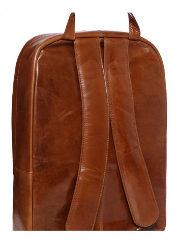 Leather Zipper Backpack Brown
