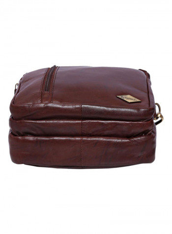 Leather Zipper Closure Crossbody Bag Brown