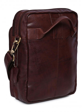 Leather Zipper Closure Crossbody Bag Brown
