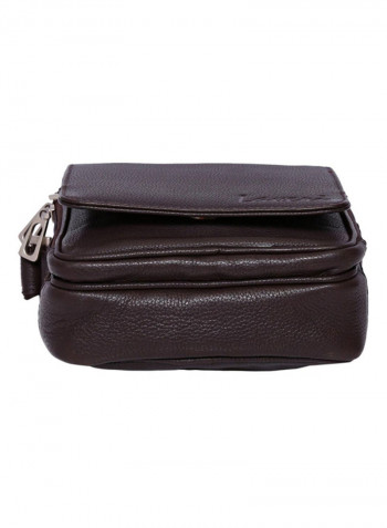 Leather Zipper Closure Crossbody Bag Brown