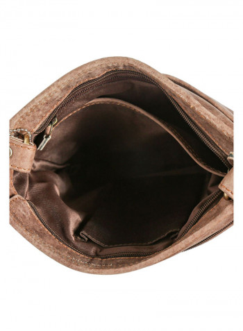 Leather Zipper Crossbody Bag Brown