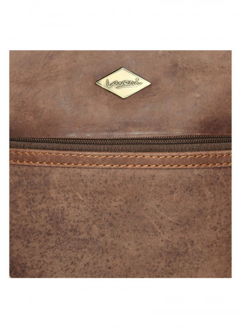 Leather Zipper Crossbody Bag Brown