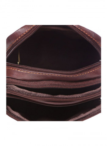 Leather Zipper Crossbody Bag Brown
