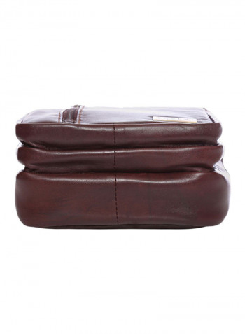 Leather Zipper Crossbody Bag Brown