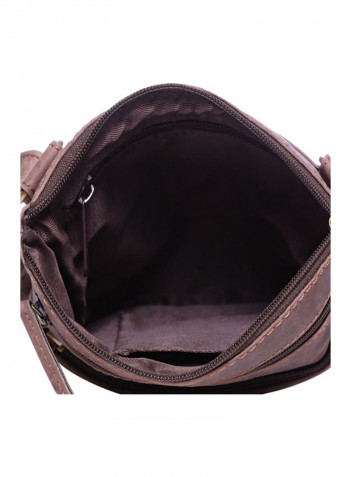 Leather Zipper Crossbody Bag Brown