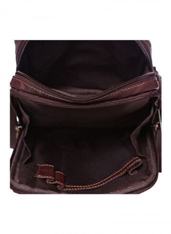 Leather Zipper Crossbody Bag Brown