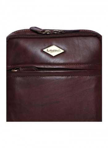 Leather Zipper Crossbody Bag Brown