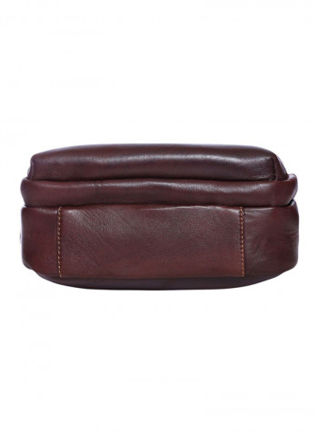 Leather Zipper Crossbody Bag Brown