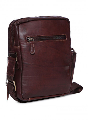Leather Zipper Crossbody Bag Brown