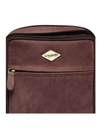 Leather Zipper Crossbody Bag Brown