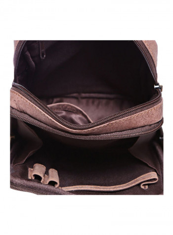 Leather Zipper Crossbody Bag Brown