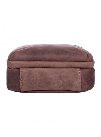 Leather Zipper Crossbody Bag Brown