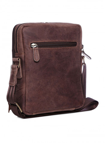 Leather Zipper Crossbody Bag Brown