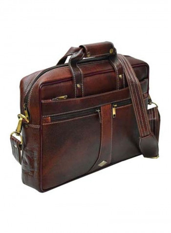 Leather Bag Fits 18 Inches Laptop Brown