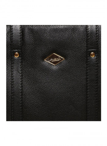 Leather Stitched Detail Tote Bag Black