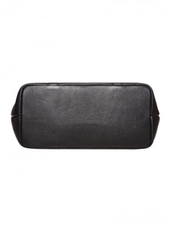 Leather Stitched Detail Tote Bag Black