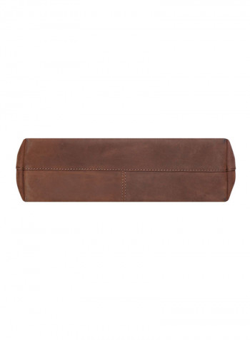 Leather Stitched Detail Tote Bag Brown