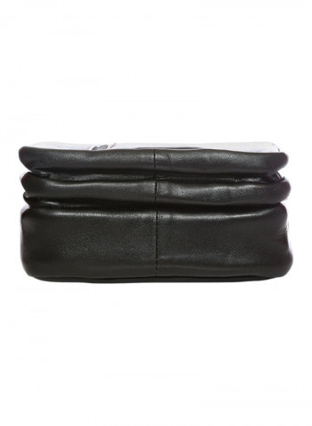 Leather Zipper Crossbody Bag Black