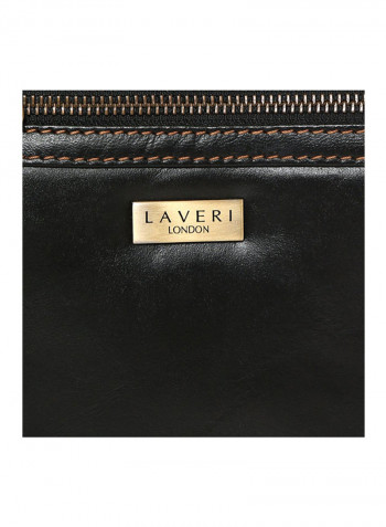 Leather Zipper Crossbody Bag Black