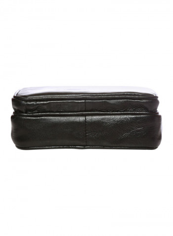 Leather Zipper Crossbody Bag Black