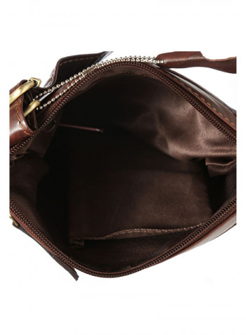Leather Zipper Crossbody Bag Brown