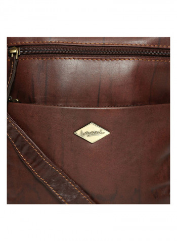 Leather Zipper Crossbody Bag Brown