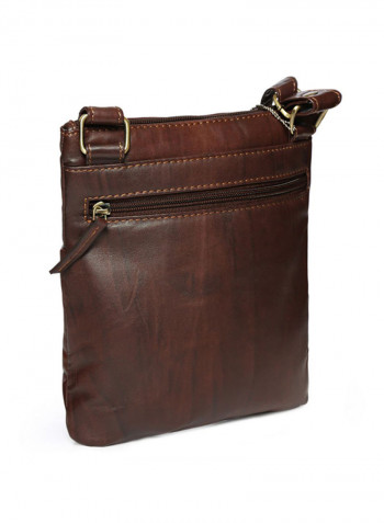 Leather Zipper Crossbody Bag Brown