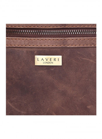 Leather Zipper Crossbody Bag Brown