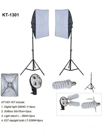 Background Support System With Continuous Lighting Kit 70cm Black