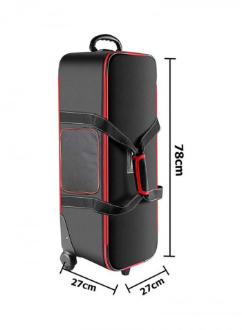 Photo Studio Equipment Trolley Bag With Straps 78x27x27cm Black/Red