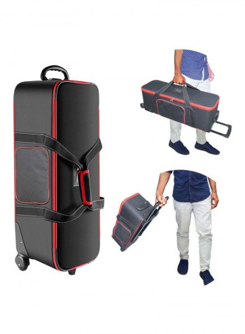 Photo Studio Equipment Trolley Bag With Straps 78x27x27cm Black/Red