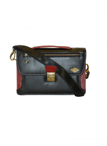 Genuine Leather Designer Crossbody Bag Black