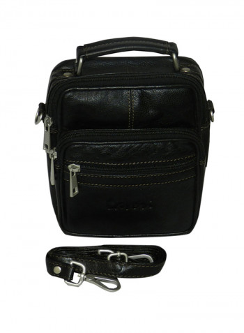 Genuine Leather Designer Crossbody Bag Black