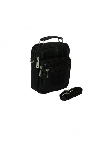Genuine Leather Designer Crossbody Bag Black