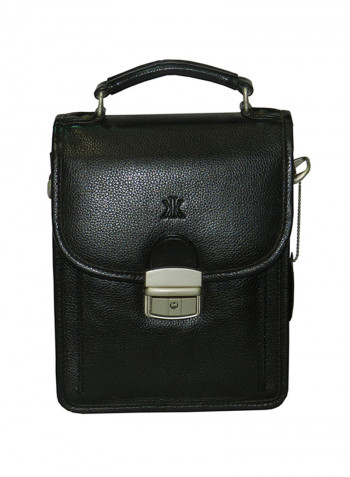 Genuine Leather Designer Crossbody Bag Black