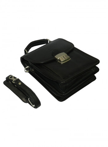 Genuine Leather Designer Crossbody Bag Black