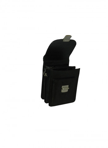 Genuine Leather Designer Crossbody Bag Black